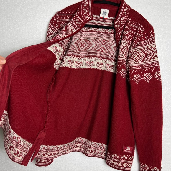 dale of norway king ragnhild red zip sweater size M - Picture 6 of 7